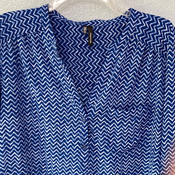 Maurice’s | 3/4 Sleeve | Chevron | V Neck Blouse | Bright Blue |  XL - Picture 3 of 8